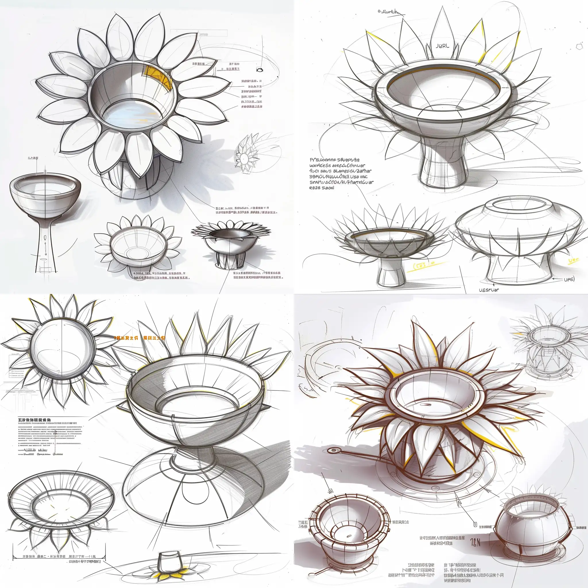Childrens-Cute-Portable-Sunflower-Water-Insulation-Bowl-Design-Sketch