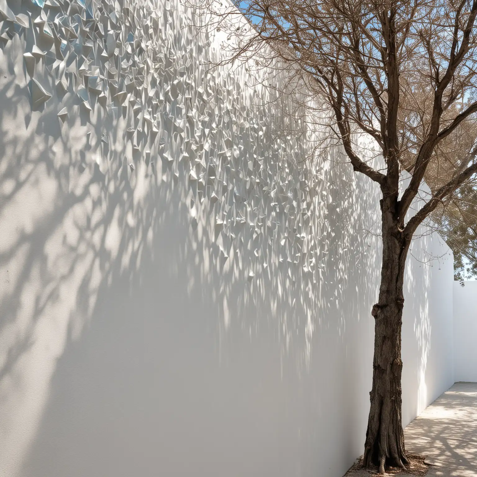 Tranquil White Walls with Crystal Water and Sparkling Trees