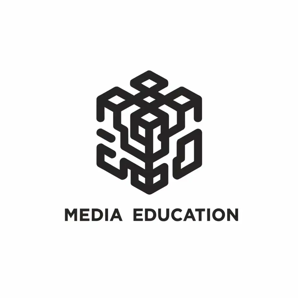 a logo design,with the text "Media Education", main symbol:Futuristic cubic rubik white,Minimalistic,be used in Education industry,clear background