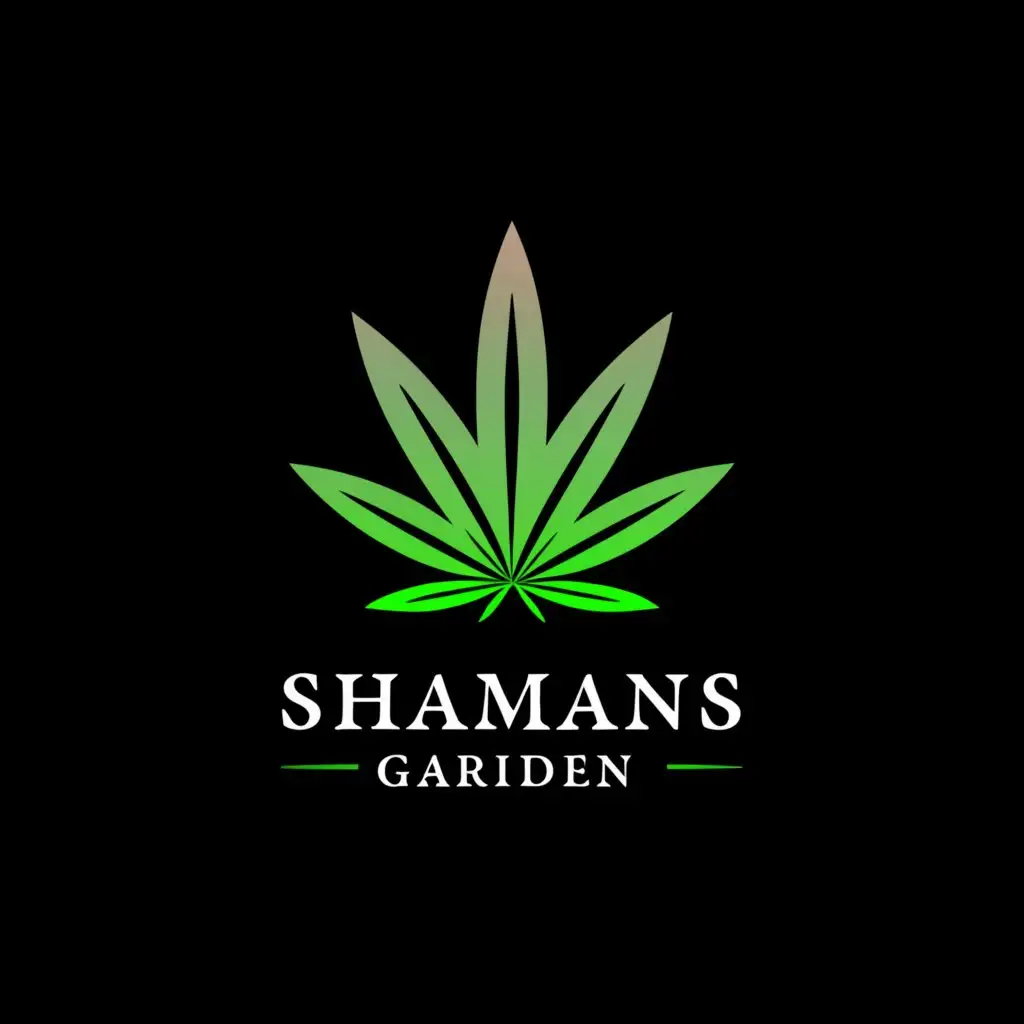 LOGO-Design-For-Shamans-Garden-Cannabis-Leaf-on-Black-Background-with-Shamanic-Theme