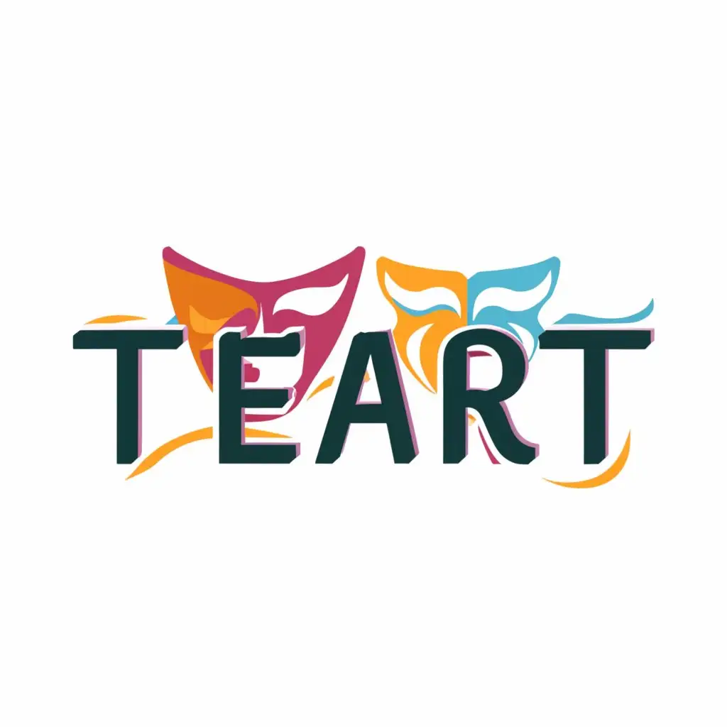 a logo design,with the text "TEART, theater, performance, teenagers", main symbol:Theatrical masks,Moderate,be used in Events industry,clear background