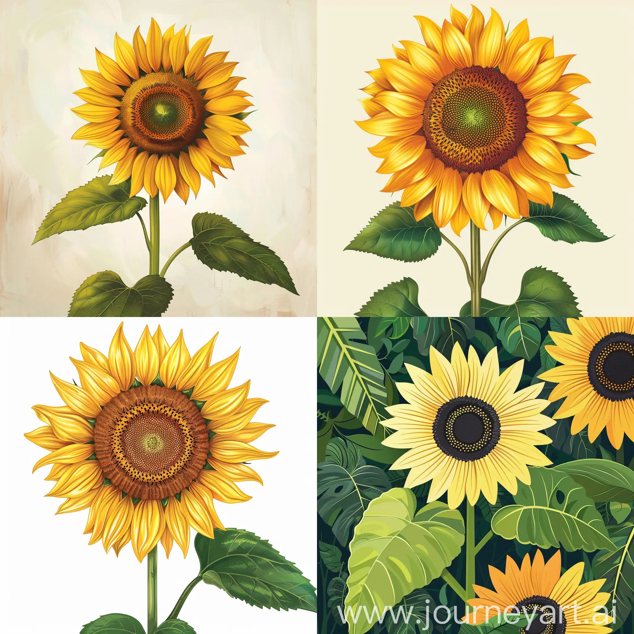 Vector illustration of sunflower, modern illustration