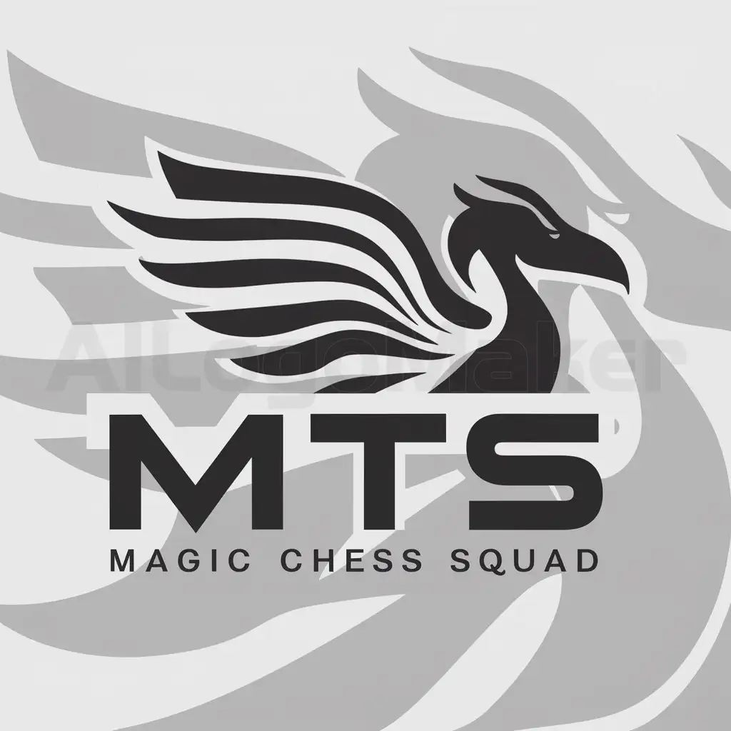 a logo design,with the text "MTS", main symbol:GARUDA,Moderate,be used in MAGIC CHESS SQUAD industry,clear background