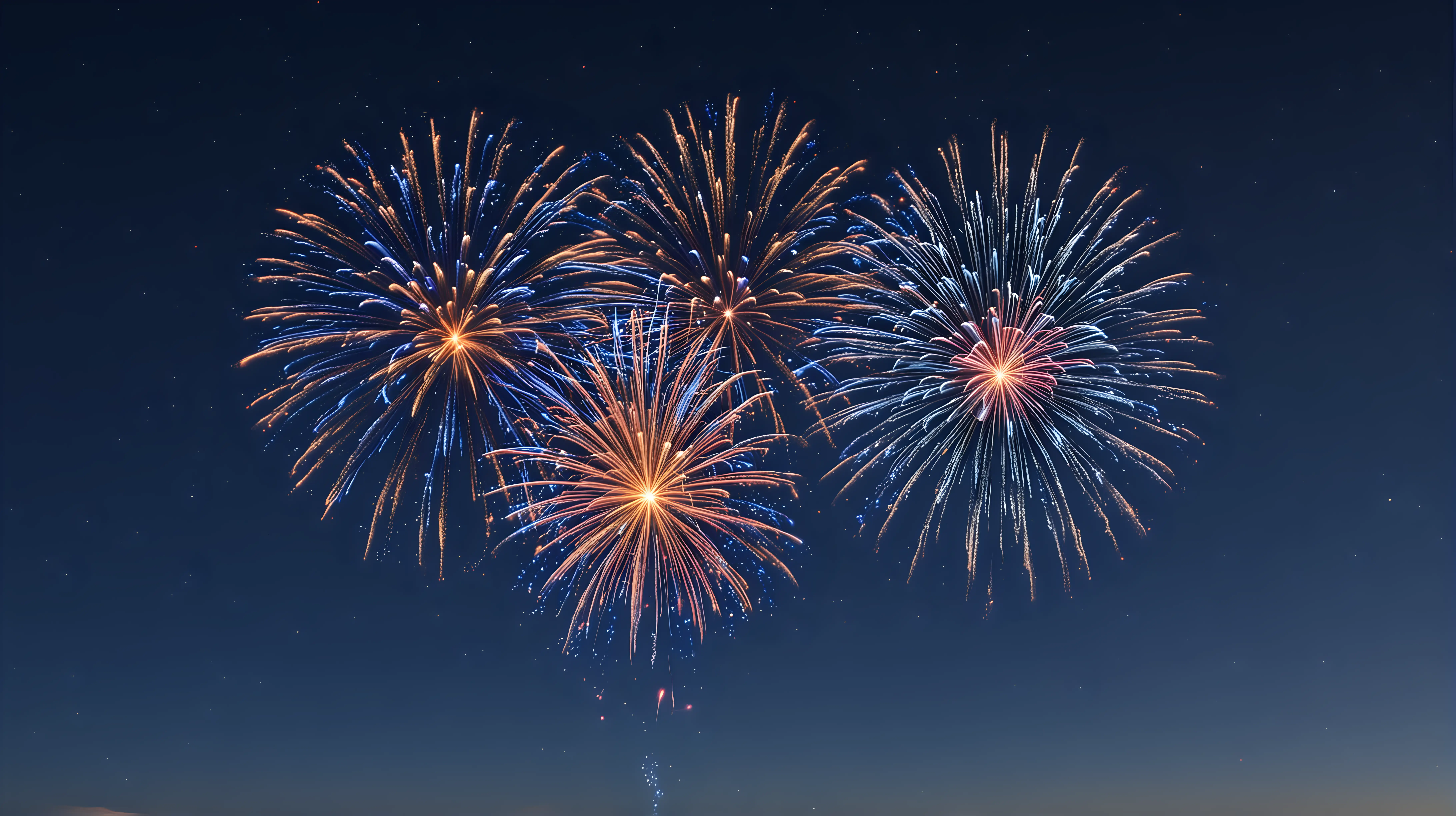 Vibrant Miniature Fireworks Against Bold Blue Night Sky