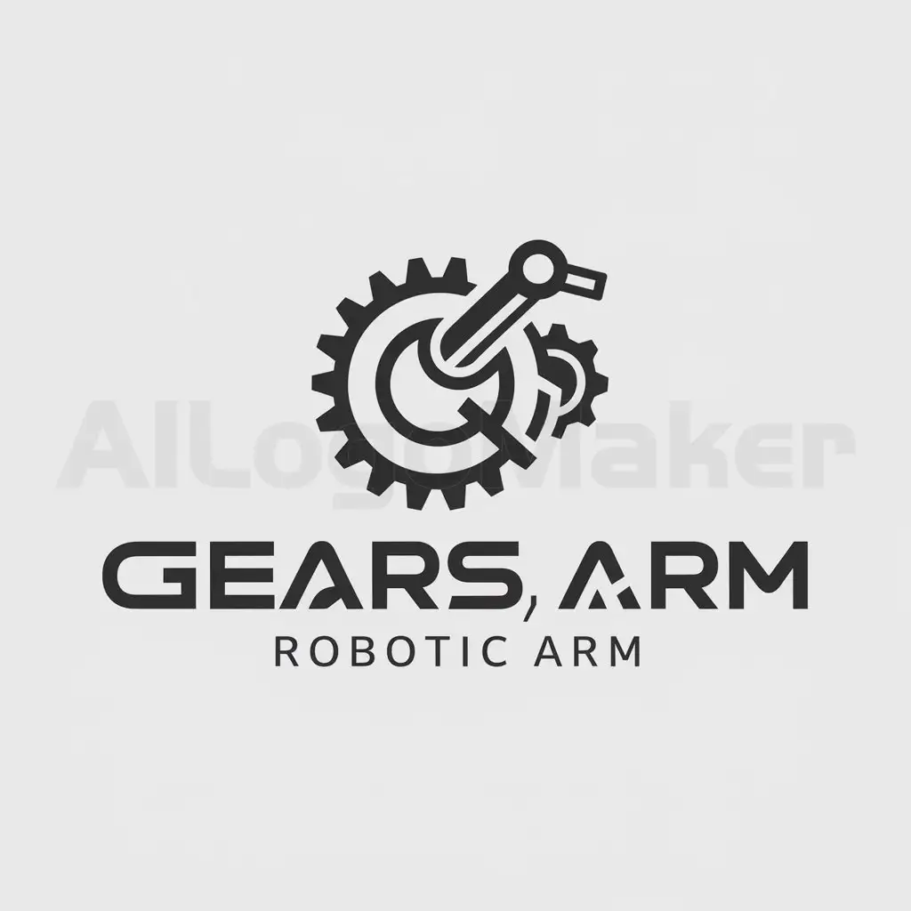a logo design,with the text "Gears, robotic arm", main symbol:Industrial Union,Minimalistic,be used in machine industry,clear background
