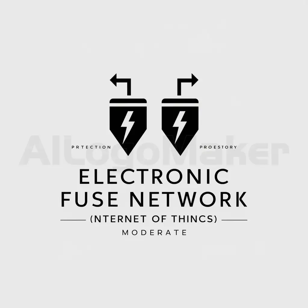 a logo design,with the text "electronic fuse network internet of things", main symbol:lightning protectors, Internet of Things, Electronic, detonators,Moderate,be used in electronic fuse industry,clear background