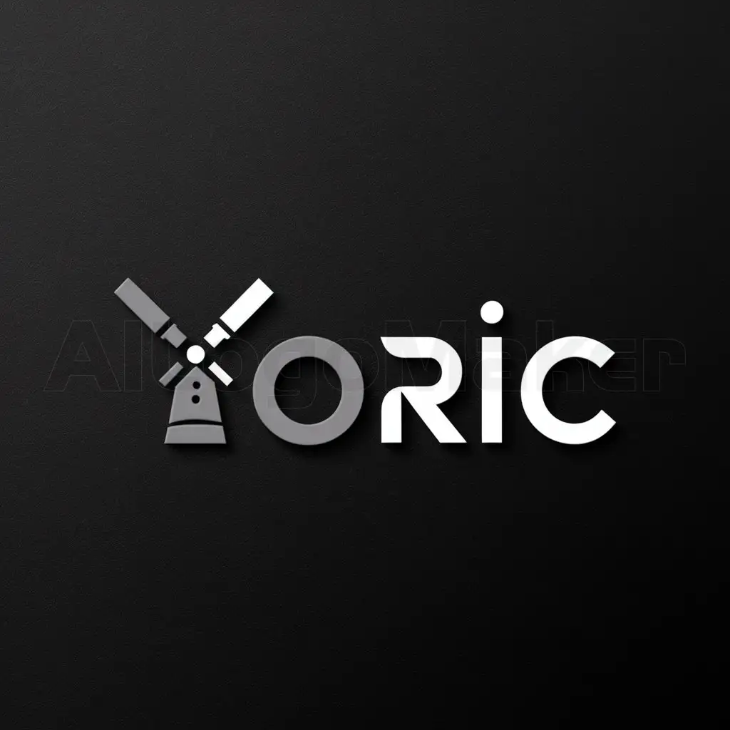 a logo design,with the text "YORIC", main symbol:the old mill is gray on a black background,Minimalistic,clear background