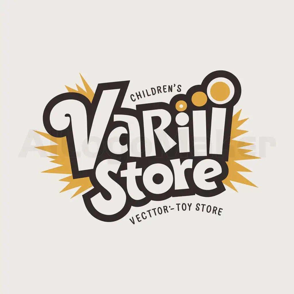 a logo design,with the text "design logo named (varii-store) for kids toys store, vector style", main symbol:varii-store,complex,clear background