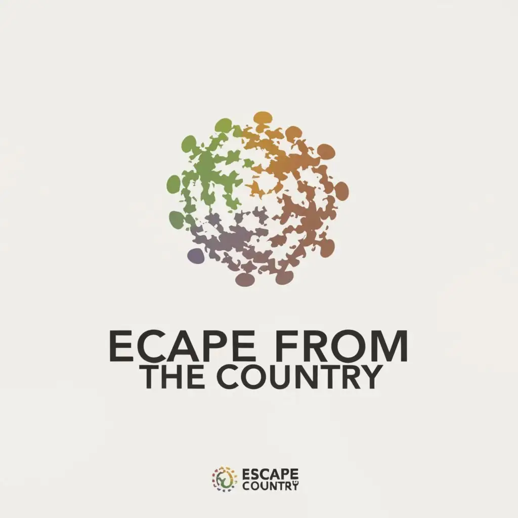 a logo design,with the text "Escape from the country", main symbol:Refugees,complex,be used in Travel industry,clear background
