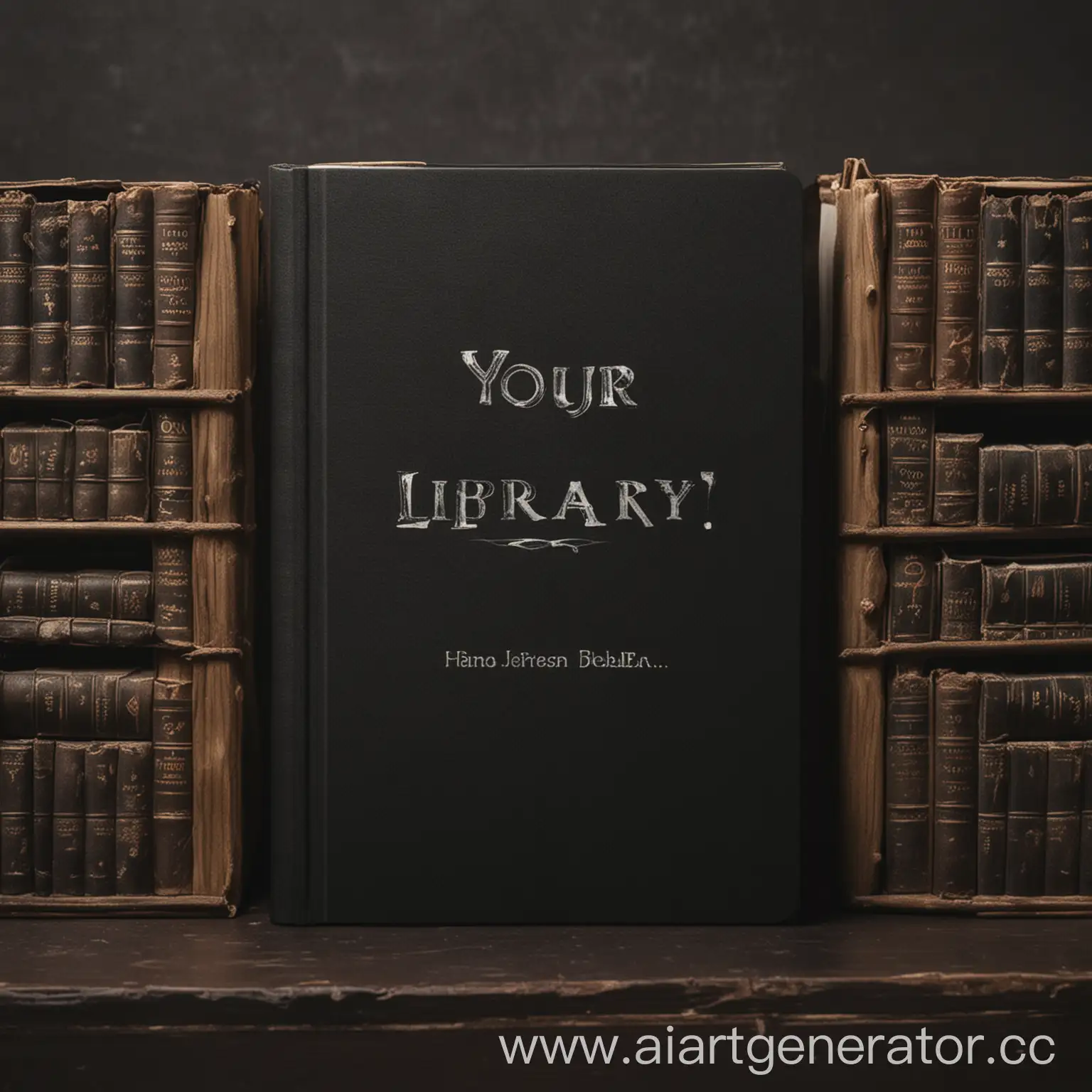 тёмная обложка книги с надписью "your library"