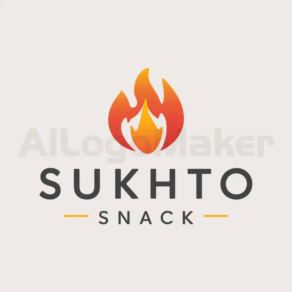 a logo design,with the text "Sukhto snack", main symbol:Fire,Moderate,be used in Restaurant industry,clear background