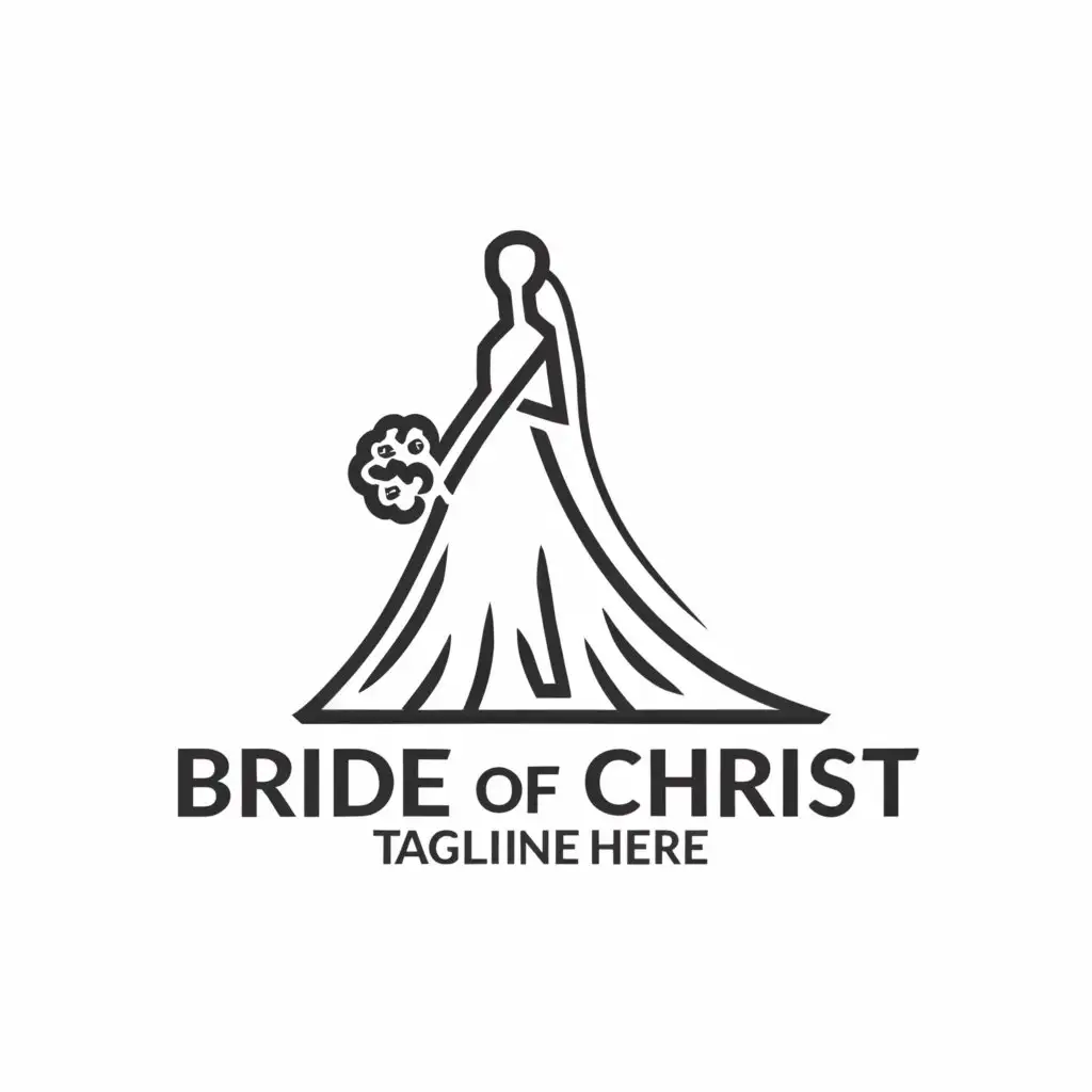 LOGO-Design-For-Bride-of-Christ-Minimalistic-Wedding-Dress-Symbol-on-Clear-Background