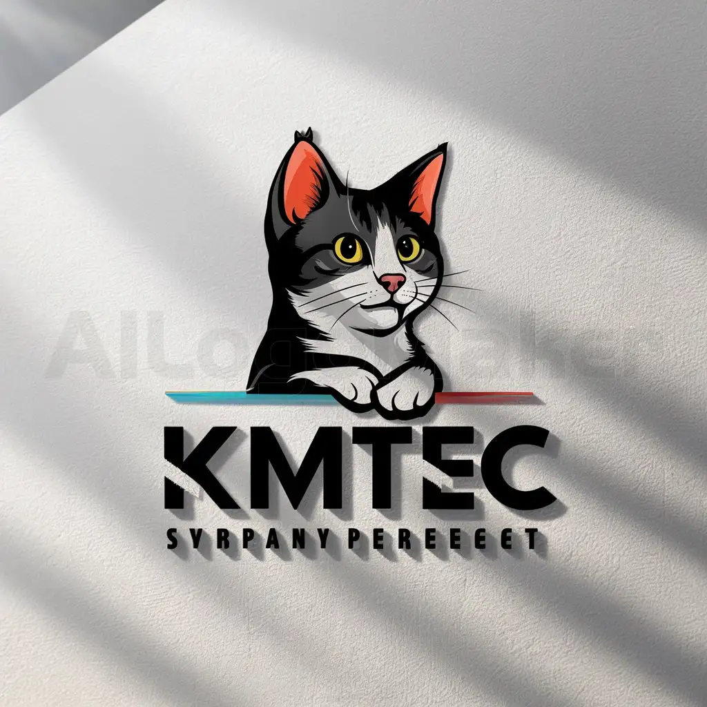 a logo design,with the text "KMTEC", main symbol:tipped ear cat,complex,be used in Animals Pets industry,clear background
