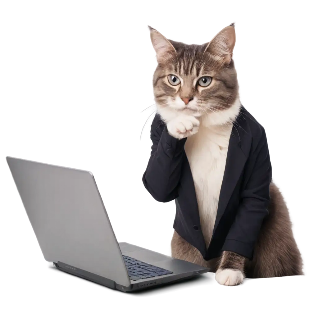 Cat-Chatting-with-Clients-PNG-Image-Illustration-of-Feline-Communication