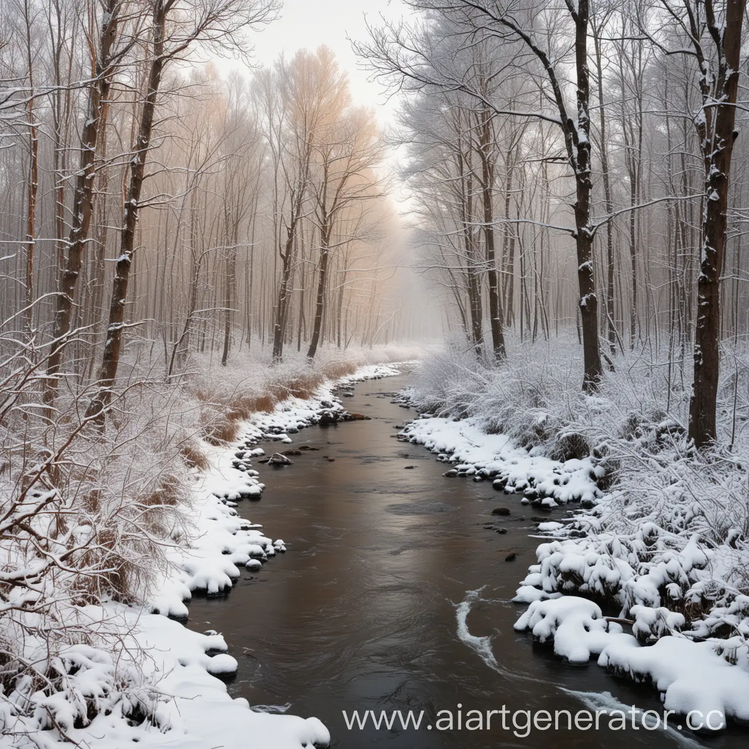 Vibrant-Winter-Forest-with-Meandering-River