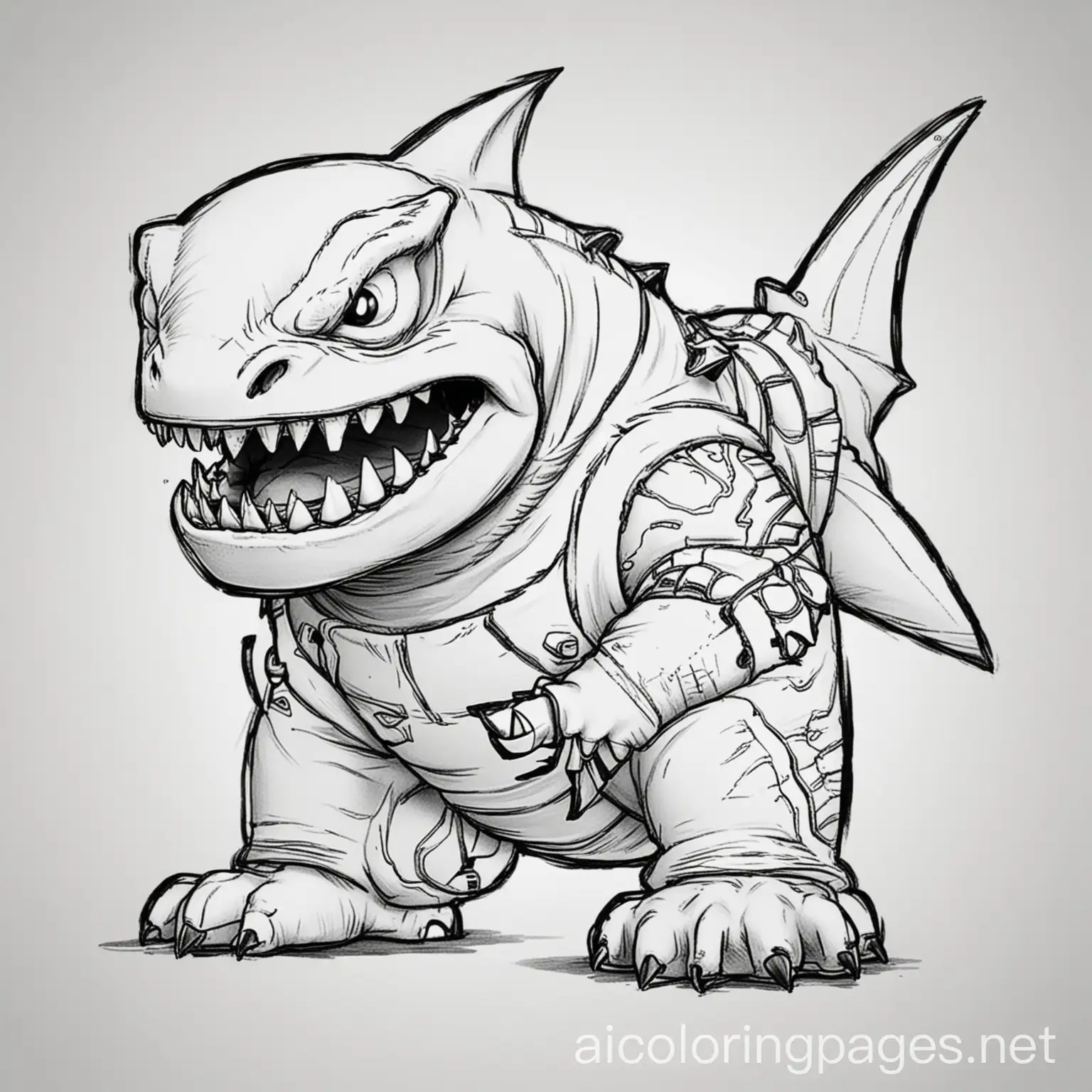 street sharks toy easy coloring
, Coloring Page, black and white, line art, white background, Simplicity, Ample White Space. The background of the coloring page is plain white to make it easy for young children to color within the lines. The outlines of all the subjects are easy to distinguish, making it simple for kids to color without too much difficulty