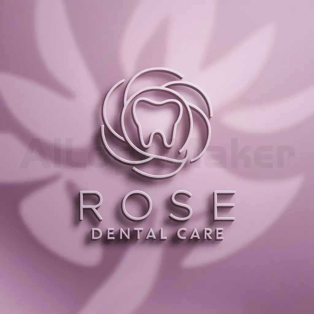 a logo design,with the text "ROSE DENTAL CARE", main symbol:rose dental,Moderate,clear background