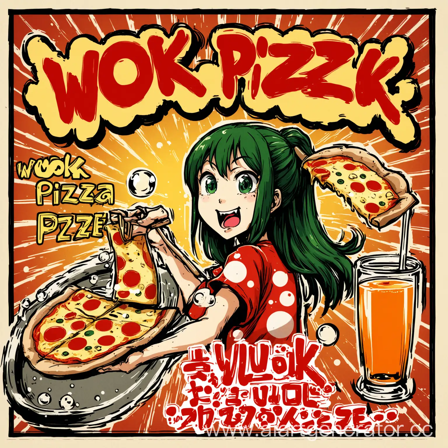 Japanese-Comic-Style-Drink-Labels-Wok-and-Pizza-Bubble-Tea