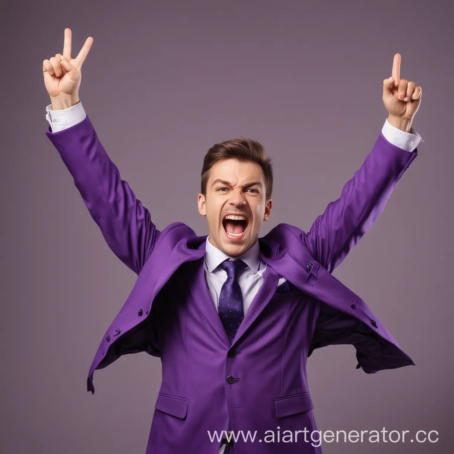 Triumphant-Businessman-Celebrates-Victory-in-Purple-Suit-Game