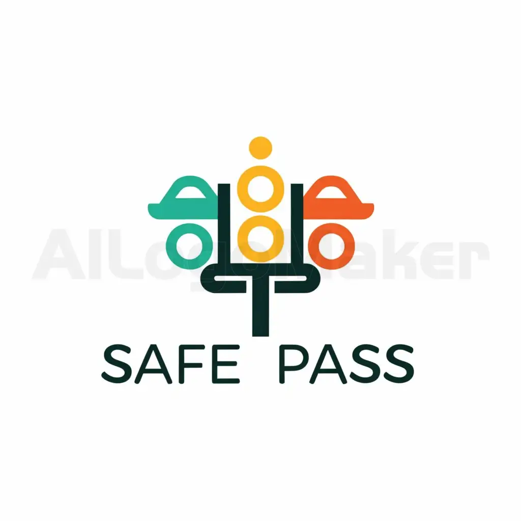 a logo design,with the text "safe pass", main symbol:A traffic light and a car,Minimalistic,clear background