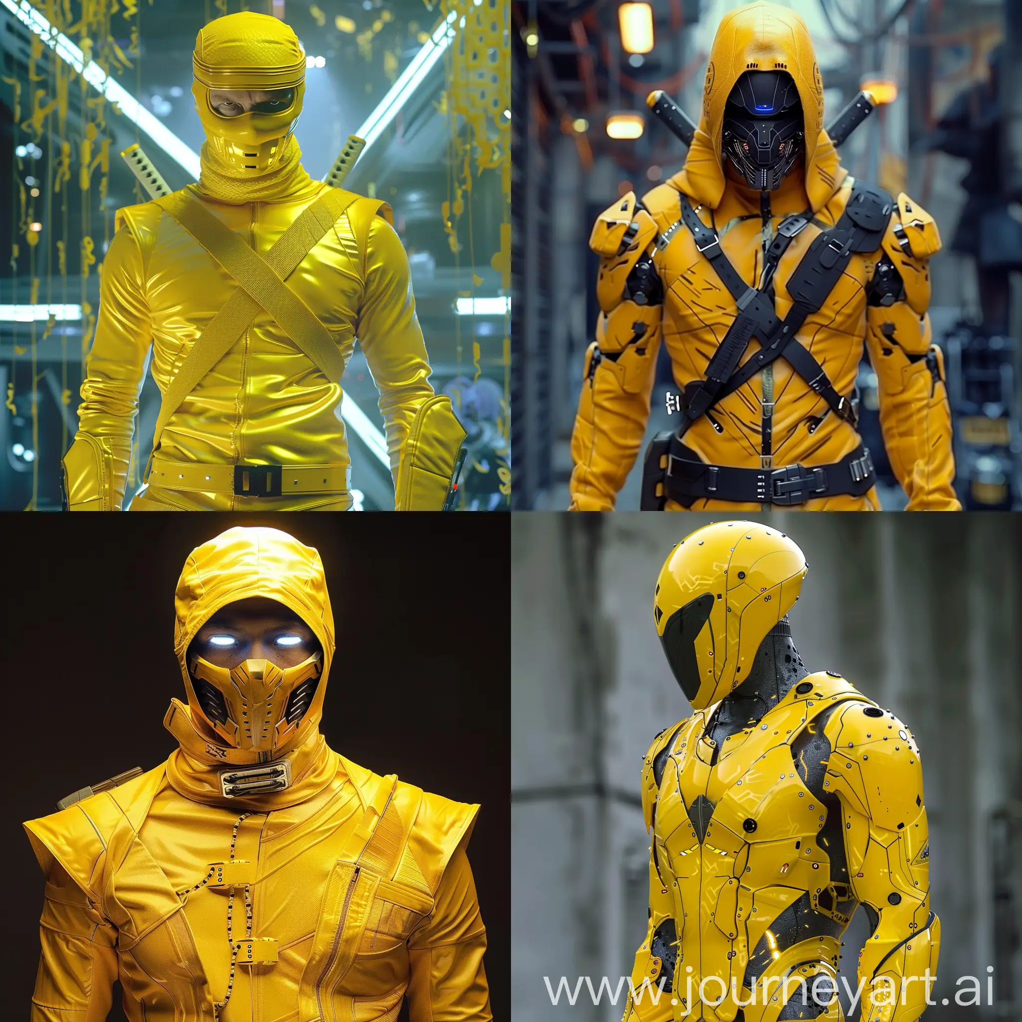 ninja, yellow costume, futuristic, masterpiece