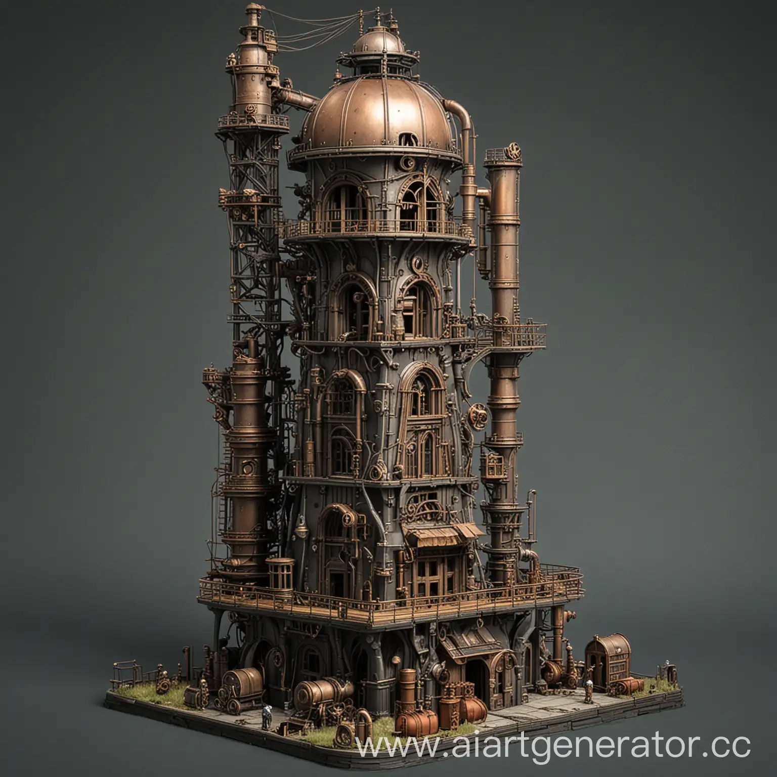 Steam-Punk-Factory-Tower-with-Idols
