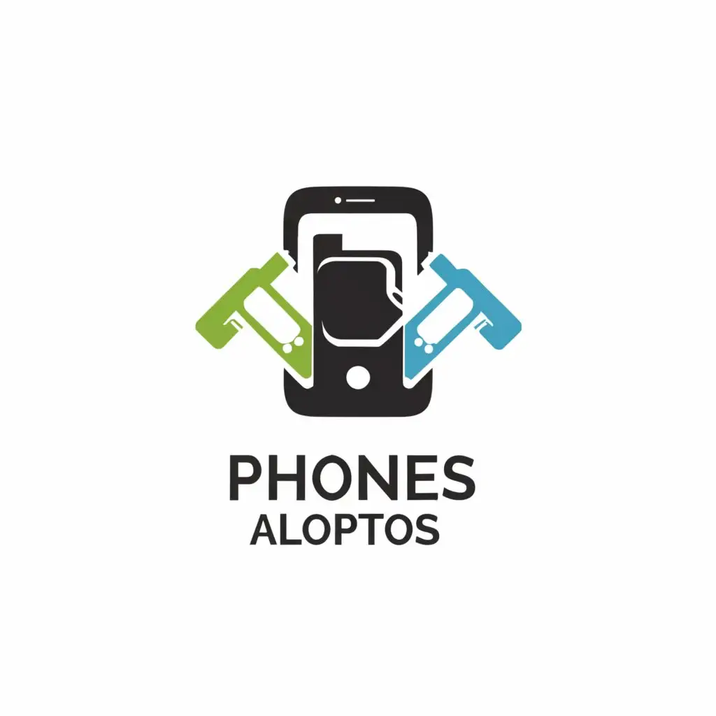 a logo design,with the text "phones laptops", main symbol:apple iphone android,Moderate,be used in Technology industry,clear background