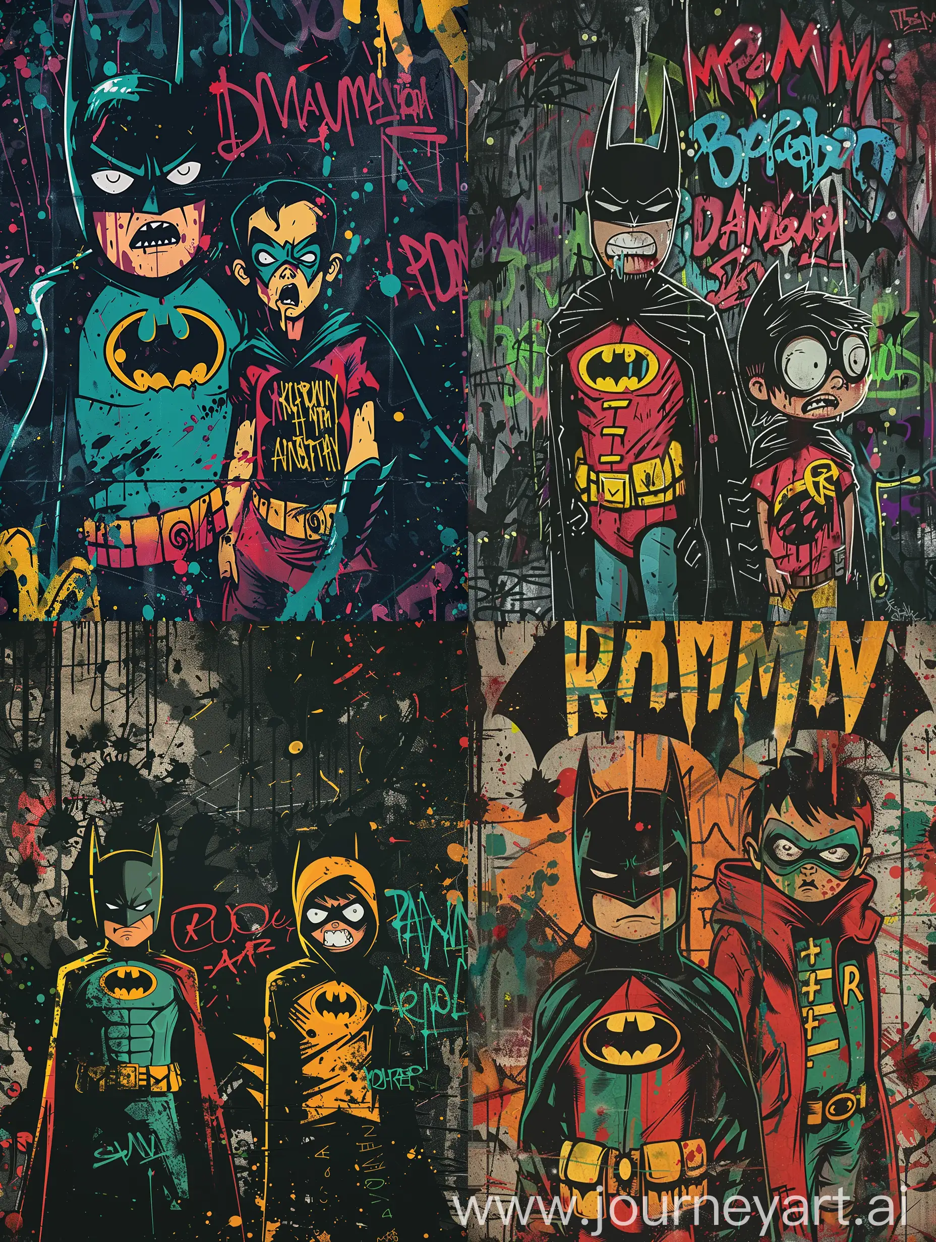 Batman-and-Robin-Nightmare-Urban-Graffiti-Illustration