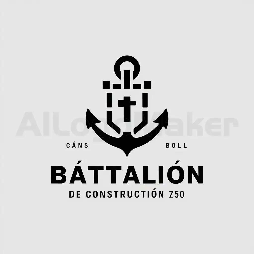 LOGO-Design-for-Battalion-of-Construction-Z50-Anchor-and-Medieval-Fortress-Symbol-in-Military-Industry