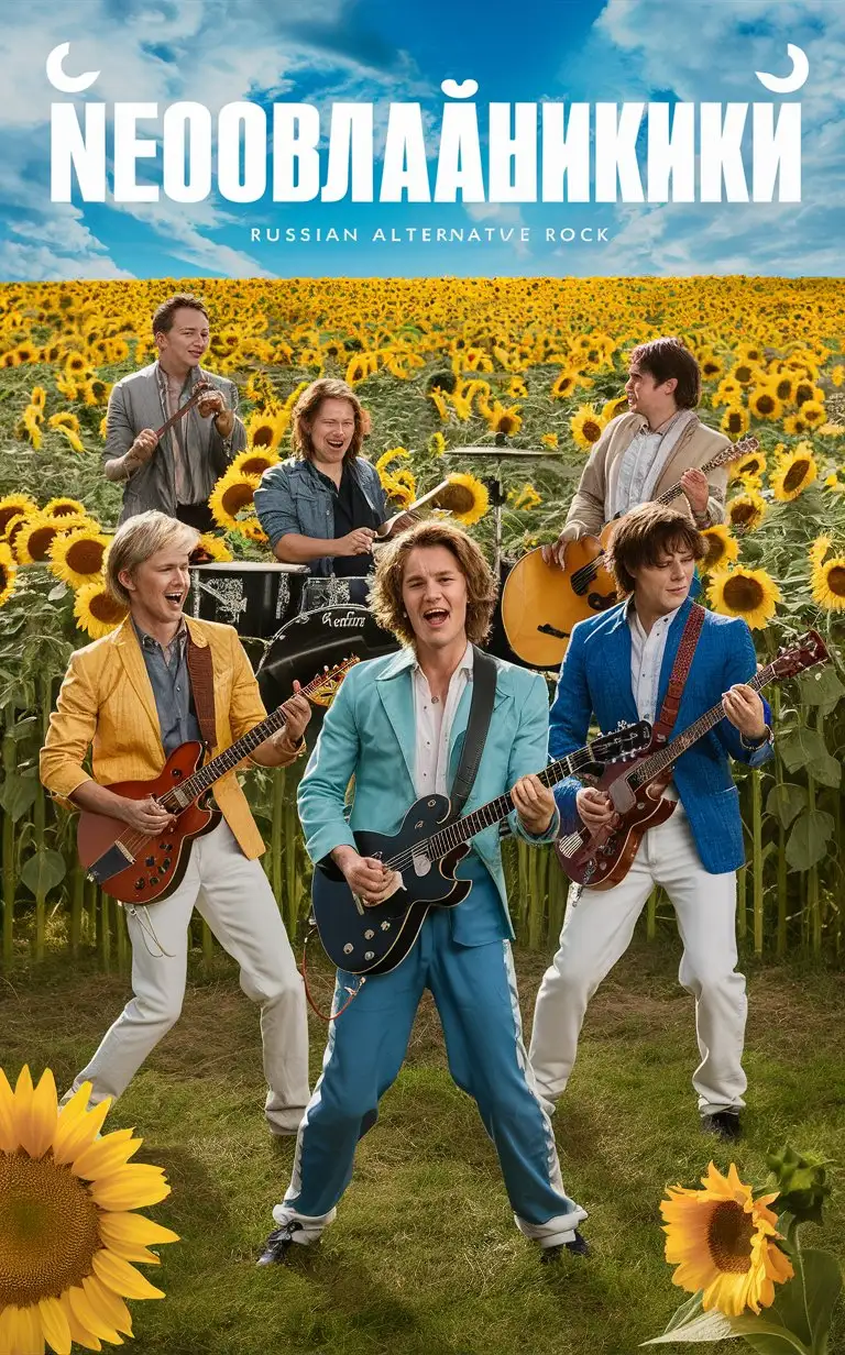 -Band-Playing-Music-in-Sunflower-Field