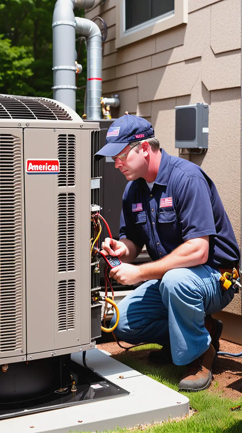 American Workers Conducting AC Heating Maintenance