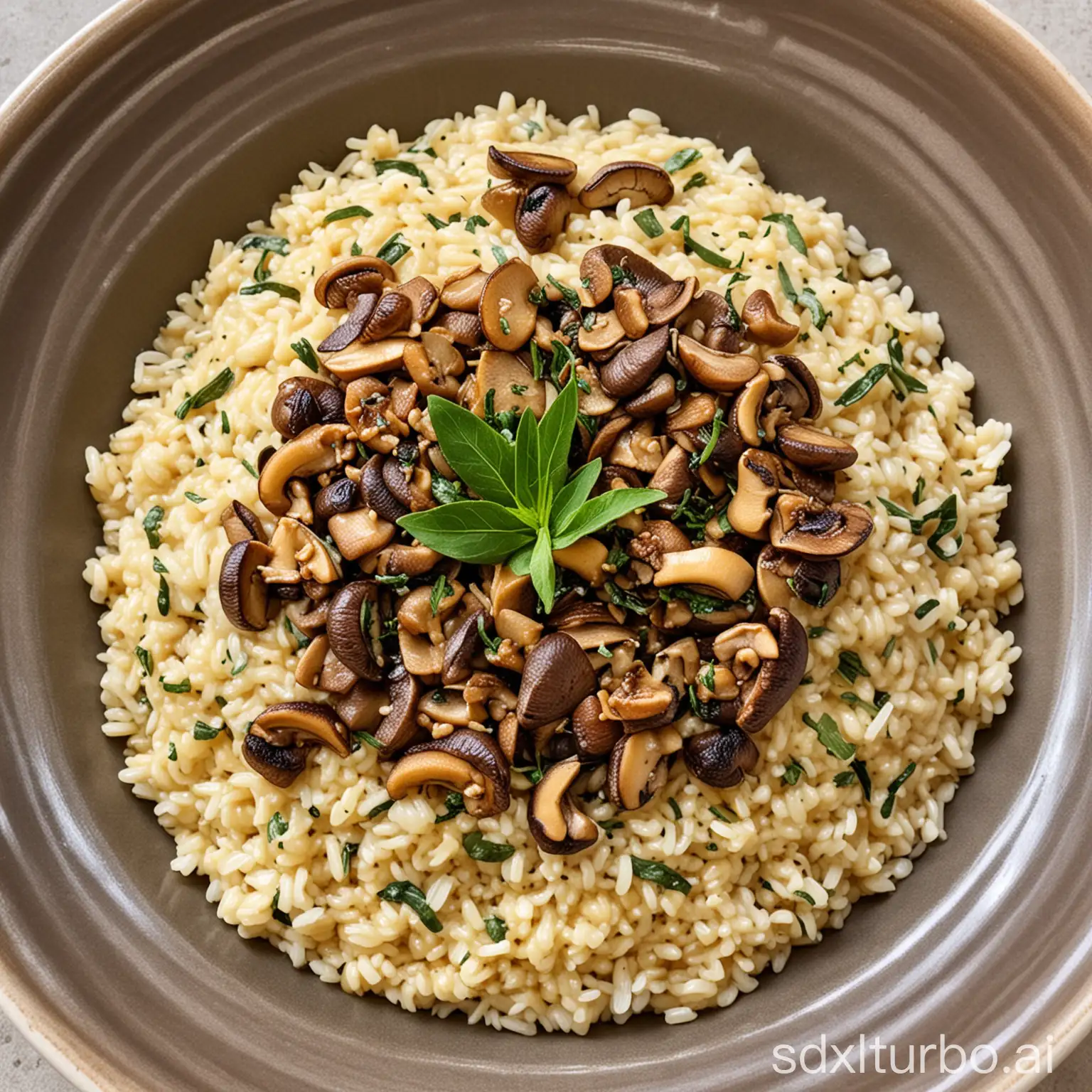 Herbst Risotto aus Bio Reis mit Pilzen,Salbei und Baumnüssen Menusalat
