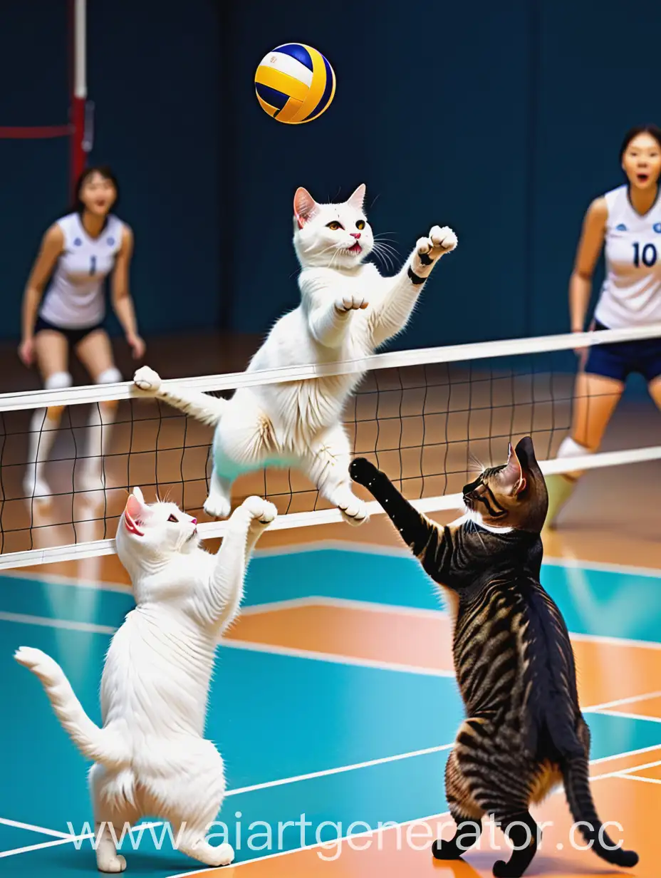 Playful-Cats-Enjoying-Volleyball-Game