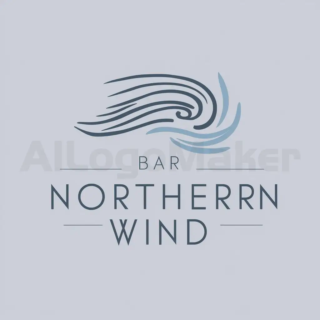 a logo design,with the text "bar Northern Wind", main symbol:cold tones of blue and light blue color, whirl,Minimalistic,be used in Restaurant industry,clear background