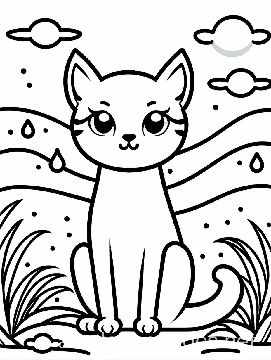 Simple-Cat-Coloring-Page-for-Children-EasytoColor-Line-Drawing