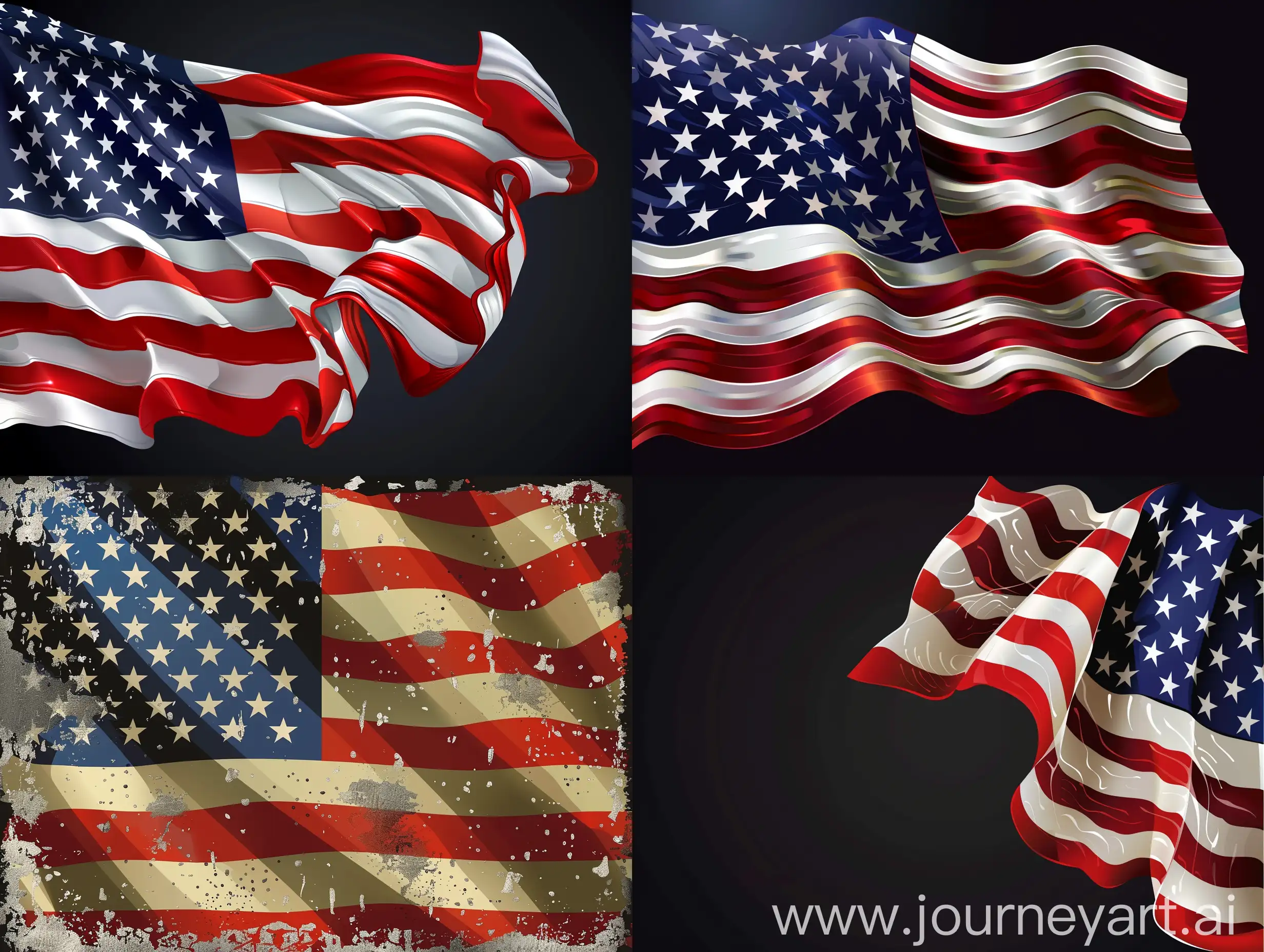 vector american flag on black background 