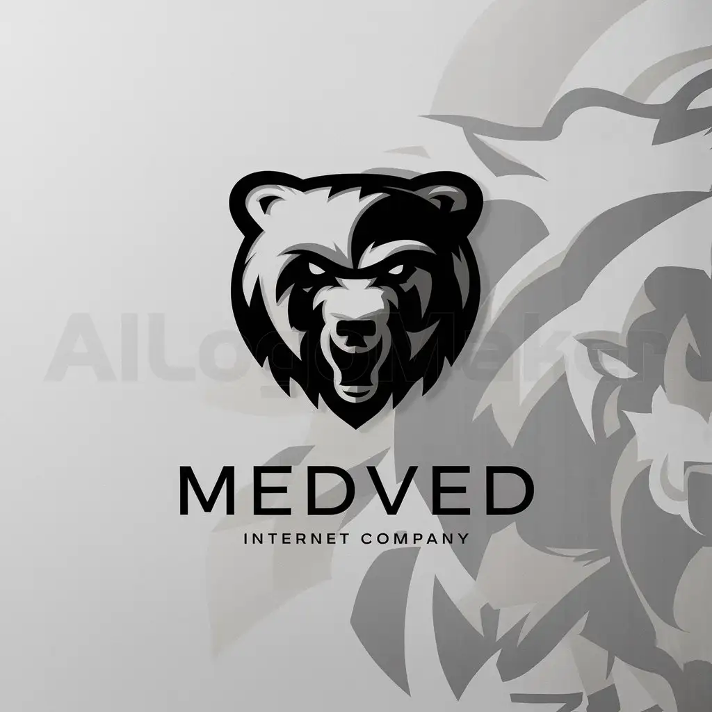 a logo design,with the text "Black bear", main symbol:Medved',complex,be used in Internet industry,clear background