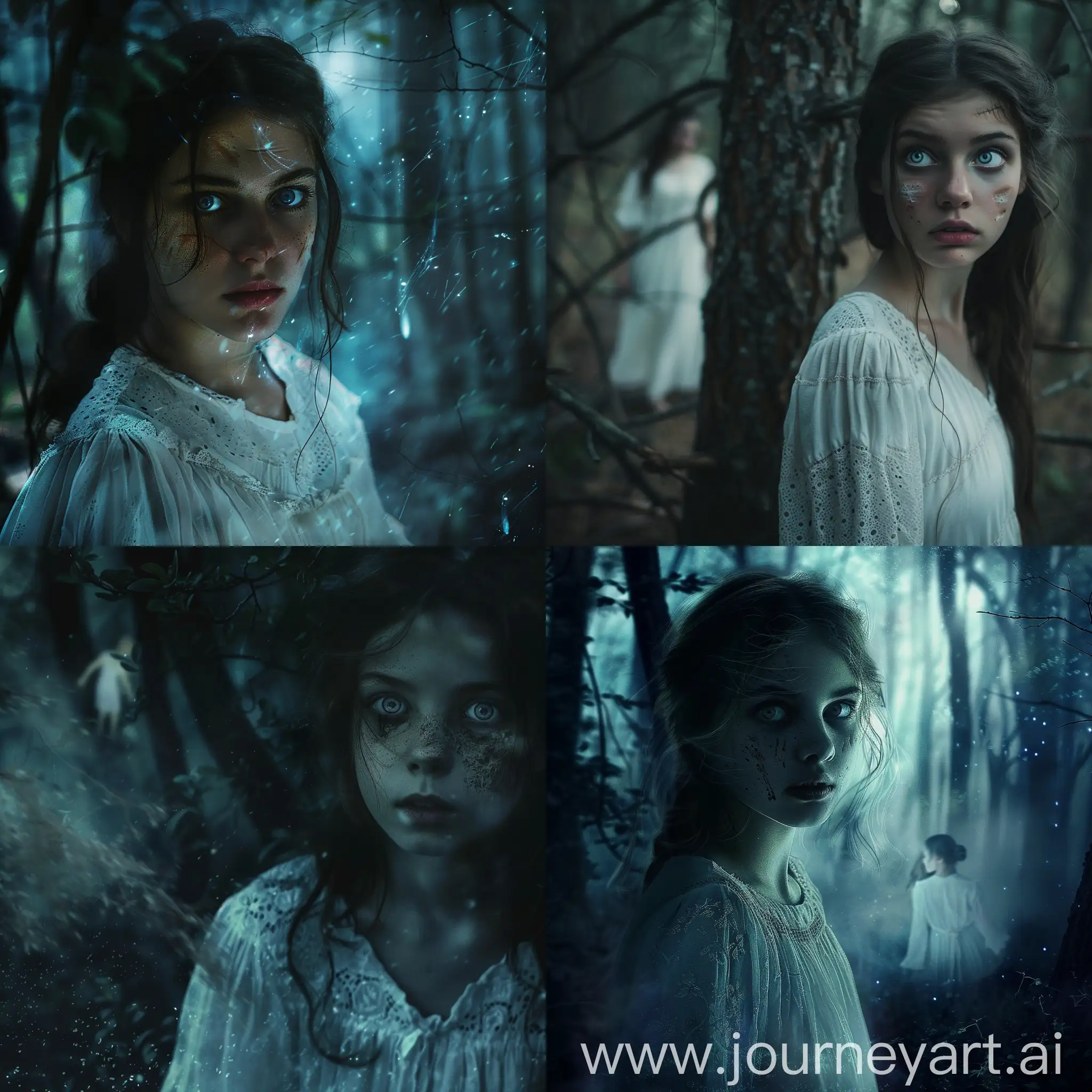 Lost-Girl-in-Mystical-Forest-White-Nightgown-and-Blue-Eyes