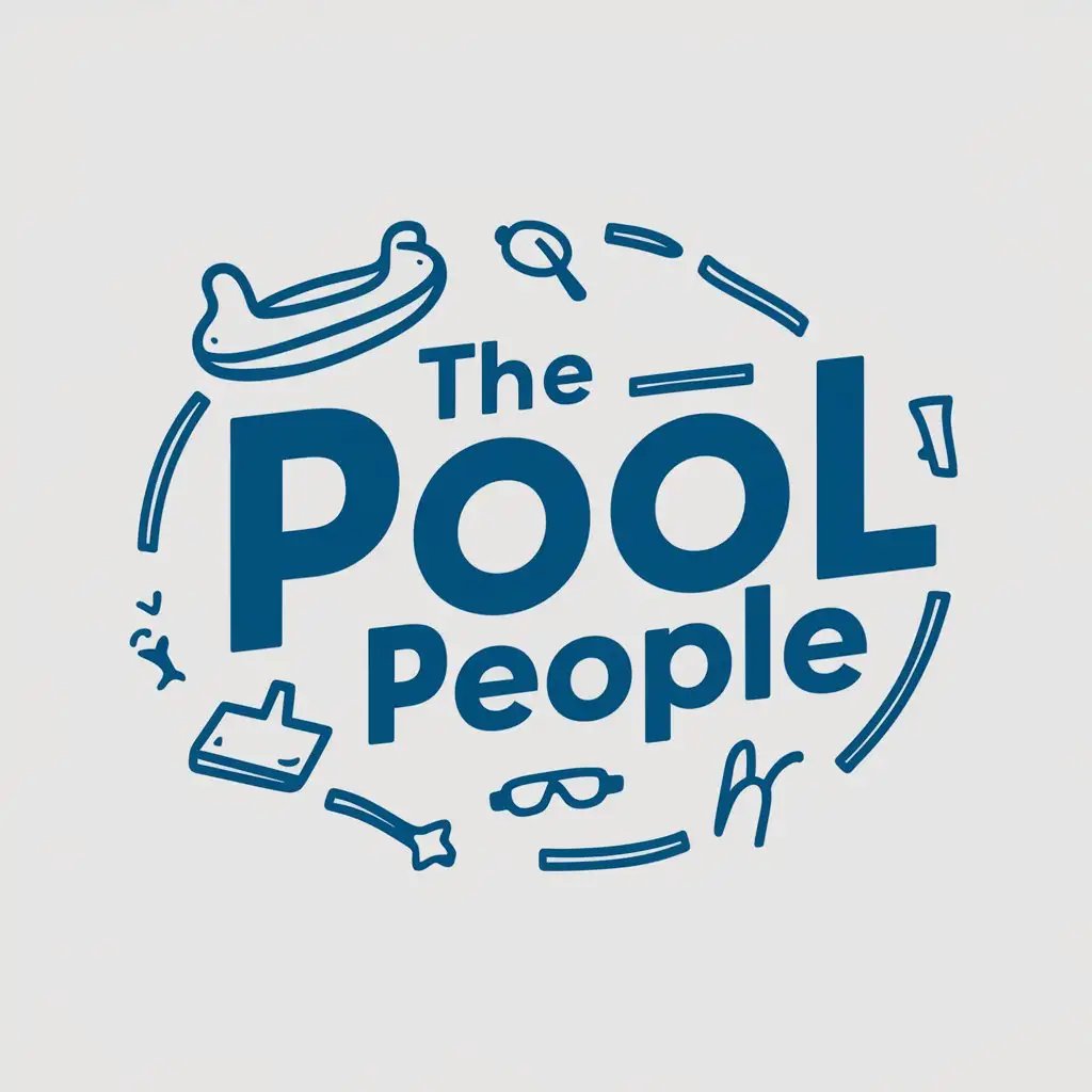 a logo design,with the text "The Pool People", main symbol:Classic and simple. Color Scheme: Blue tones to represent the pool theme. Elements: Pool or pool-related icons to reflect the business. Usage: Suitable for embroidered patches on hats, T-shirts, and company vehicles.,Moderate,clear background