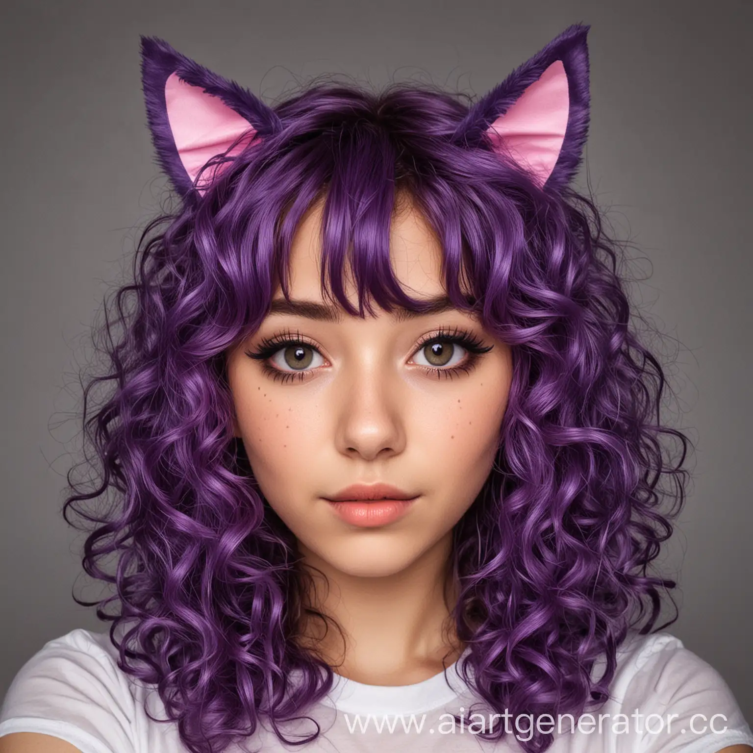 Girl-with-Curly-Purple-Hair-and-Cat-Ears