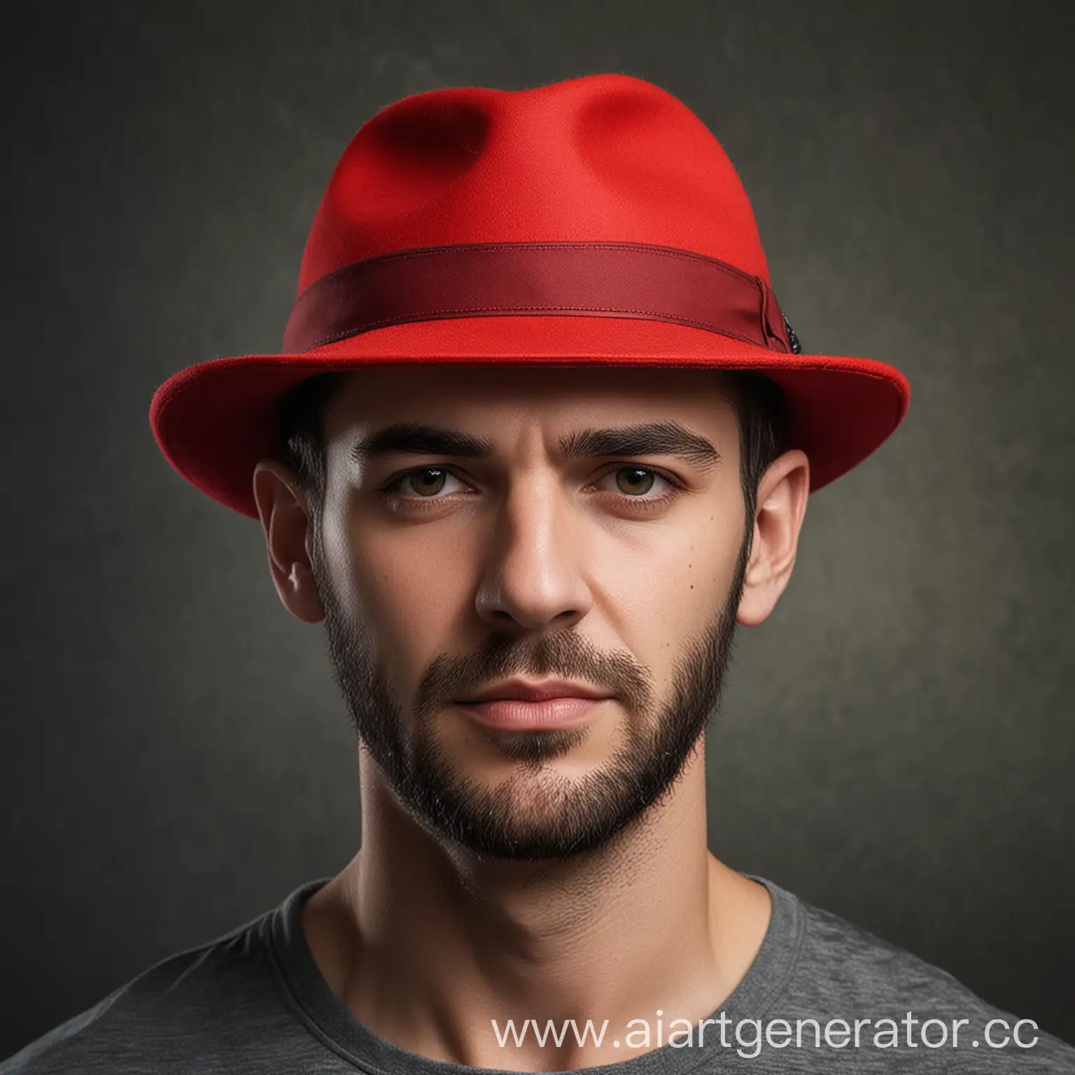 man in red hat
