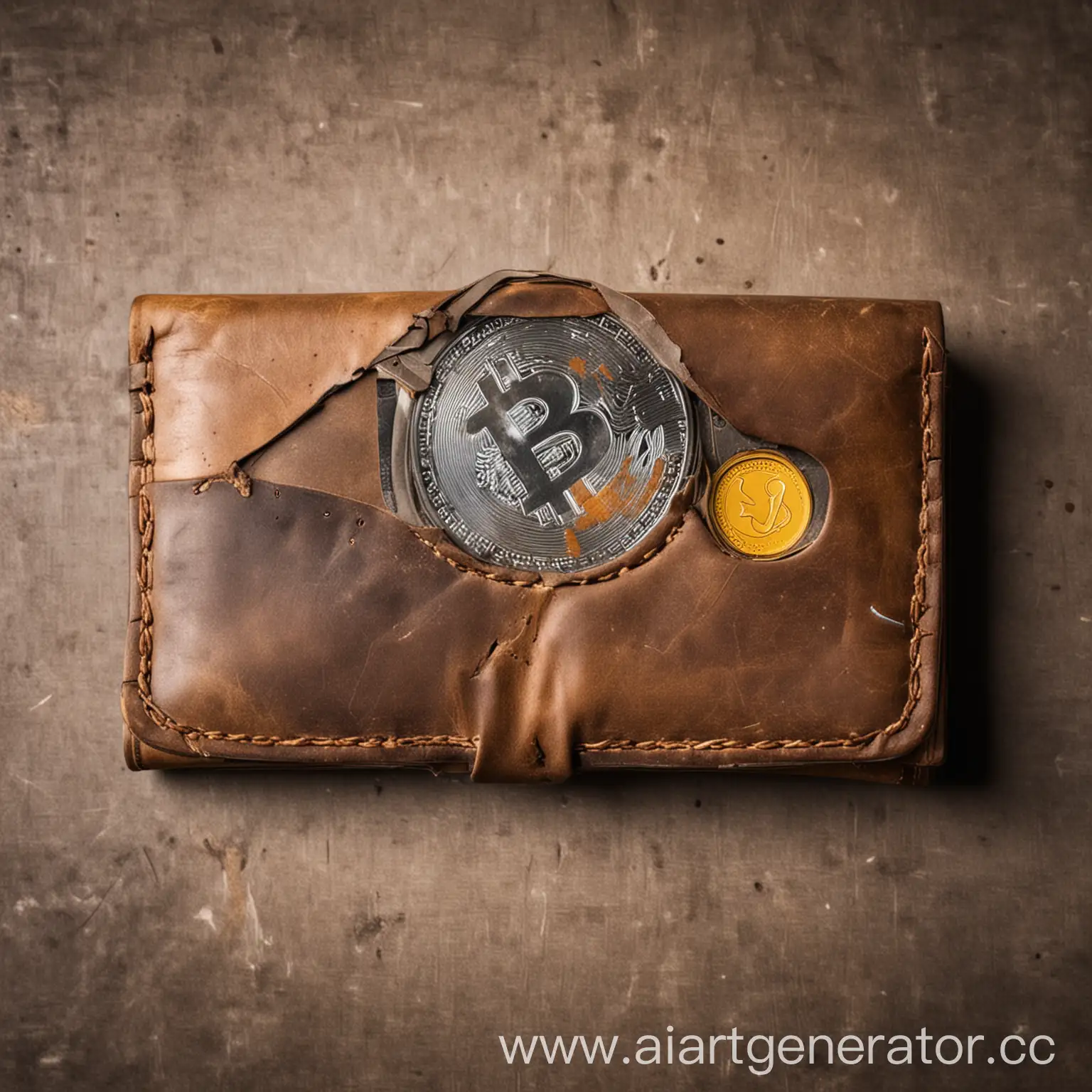 Vintage-Abandoned-Cryptocurrency-Wallet-on-Worn-Background
