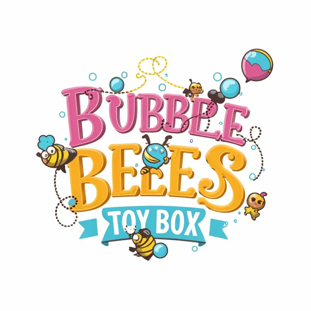 LOGO-Design-For-Bubble-Bees-Toy-Box-Playful-and-Colorful-Design-with-Bubbles-Toys-and-Bumblebees