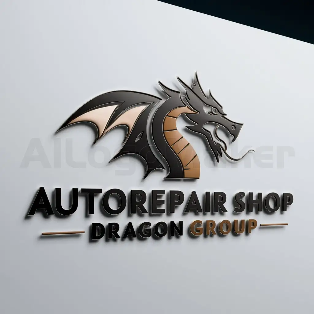 a logo design,with the text "Autorepair shop DRAGON GROUP", main symbol:Drakon,complex,be used in Automotive industry,clear background
