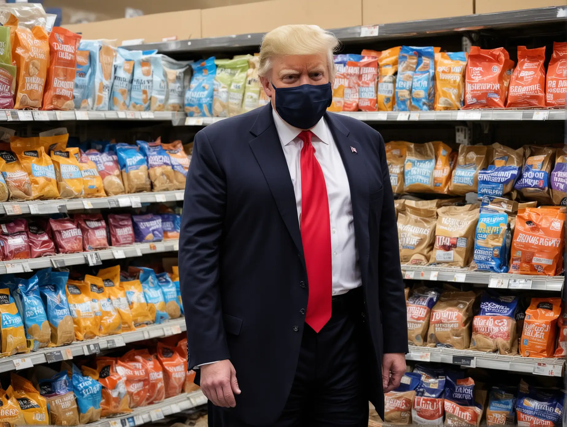 Former President Donald Trump Wearing COVID Mask Shopping at the Grocery Store