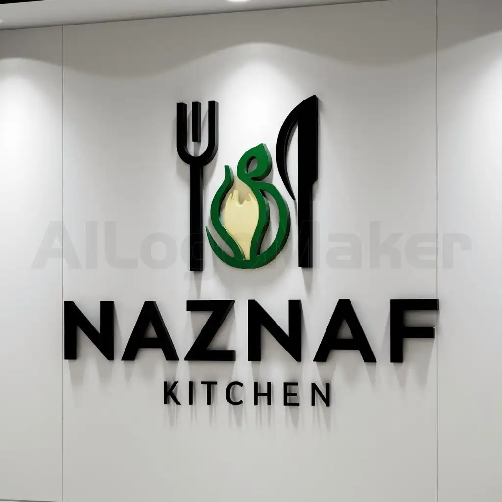 a logo design,with the text "NAZNAF KITCHEN", main symbol:food vegetable,Moderate,be used in Restaurant industry,clear background