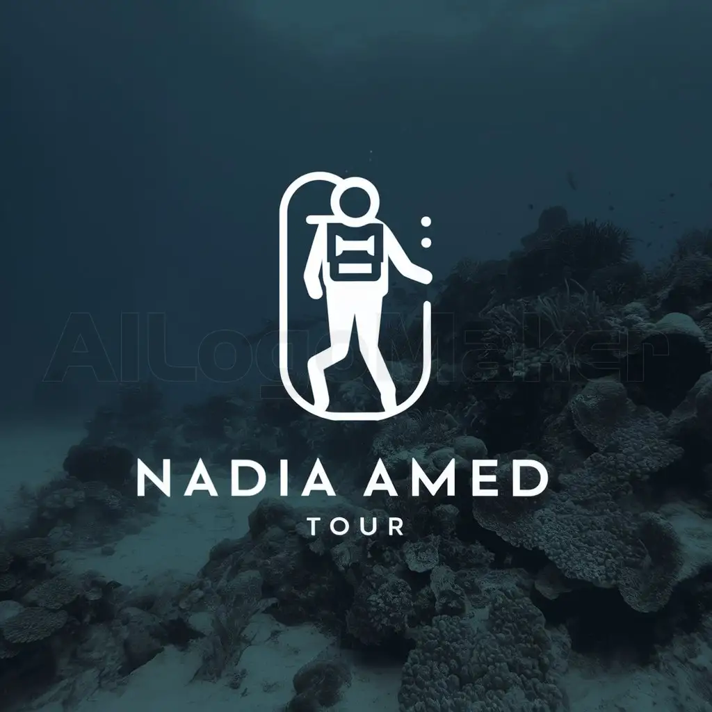 a logo design,with the text "Nadia Amed Tour", main symbol:beach bali diving,complex,be used in Travel industry,clear background