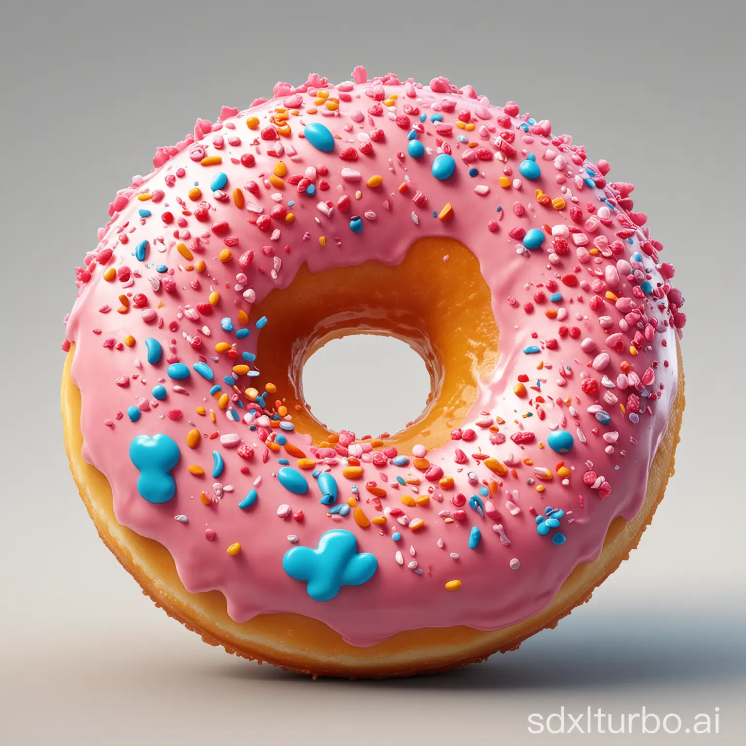 3d Pixar Wonderful and beautiful sweet  donut with no background