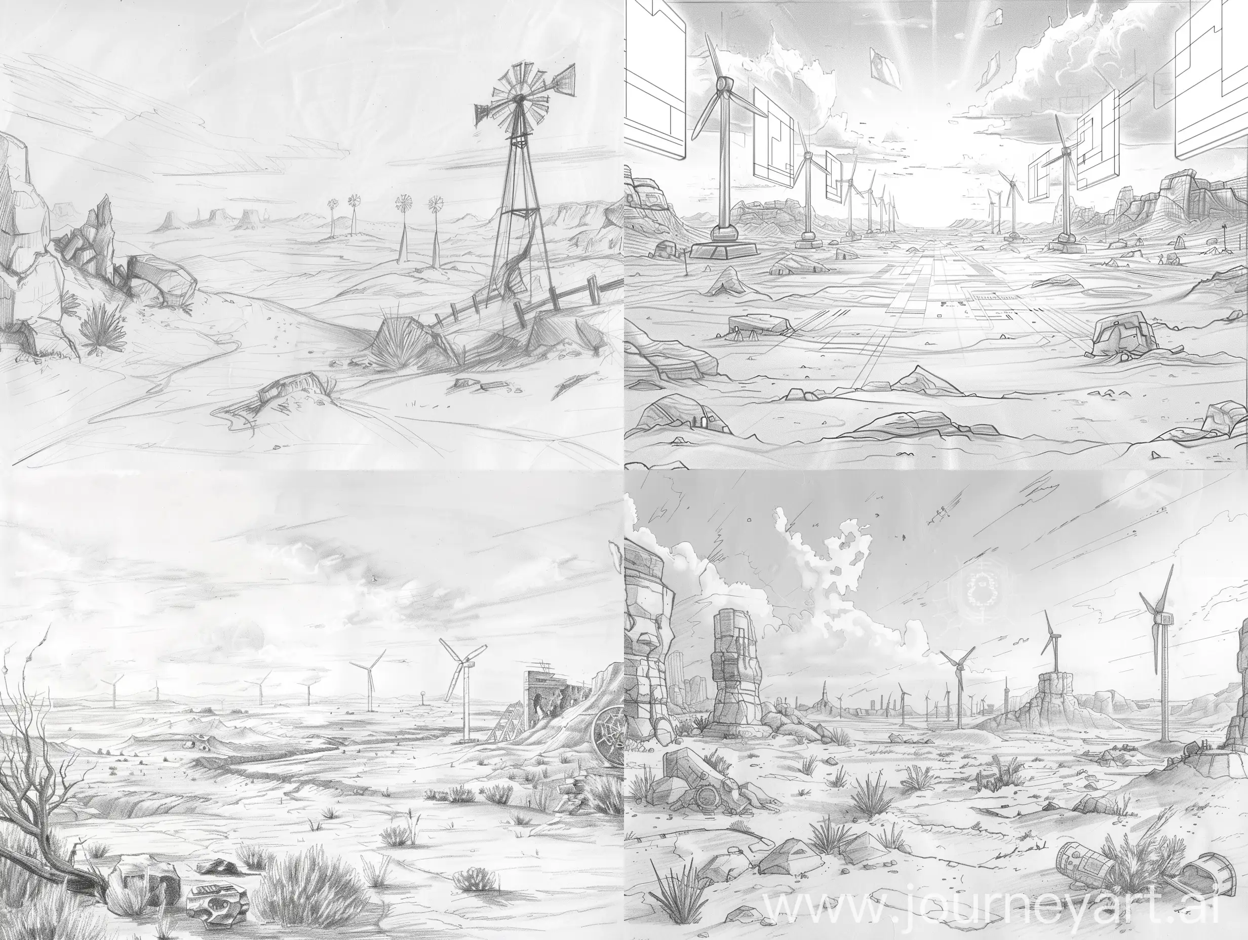 Futuristic-Cyberpunk-Wild-West-Sketch-Endless-Plains-and-Energy-Windmills