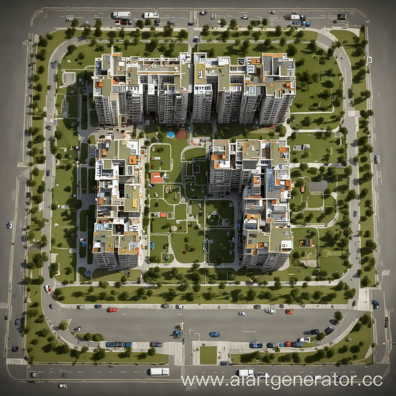 Urban-Landscape-Highrise-Residential-Area-with-School-Zone-Housing
